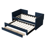 Twin Upholstered Daybed With Trundle And Storage Drawers - Omega Lifestyles