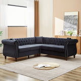 Streamline Modern Velvet L-Shaped 5-Seater Sofa