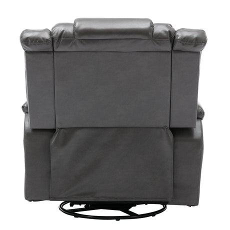 Grey PU Manual Reclining Rocking Swivel Recliner Chair - Omega Lifestyles