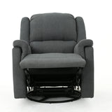 Charcoal Fabric Glider Recliner With Swivel And Manual Recline - Omega Lifestyles
