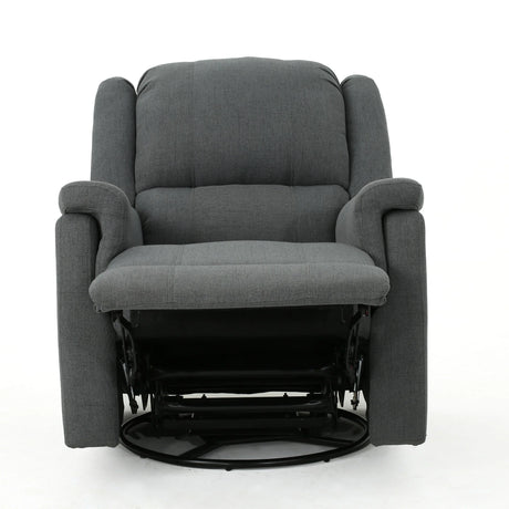 Charcoal Fabric Glider Recliner With Swivel And Manual Recline - Omega Lifestyles