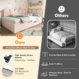 Pink Velvet Twin Daybed With Pull-Out Trundle Bed - Omega Lifestyles