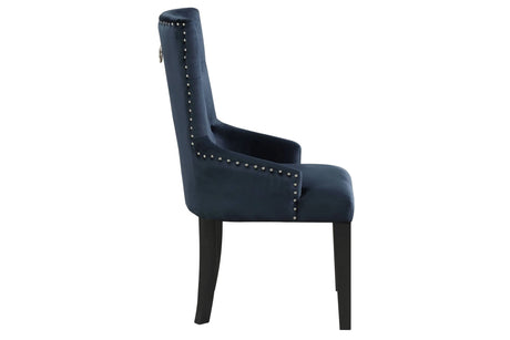Dark Navy Velvet Parson Side Chair With Wood Legs - Omega Lifestyles