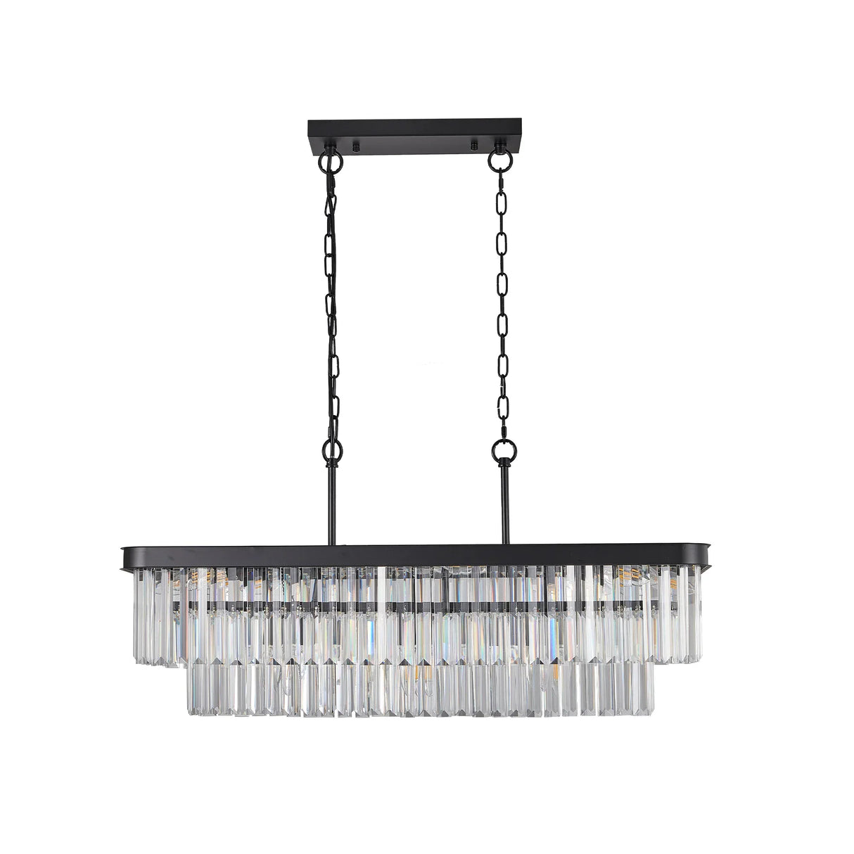 Adjustable Rectangular Iron Crystal Chandelier Lighting Fixture - Omega Lifestyles