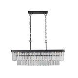 Adjustable Rectangular Iron Crystal Chandelier Lighting Fixture - Omega Lifestyles