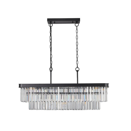 Adjustable Rectangular Iron Crystal Chandelier Lighting Fixture - Omega Lifestyles