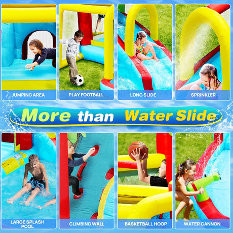 7-in-1 Inflatable Outdoor Water Park Bounce House - Omega Lifestyles