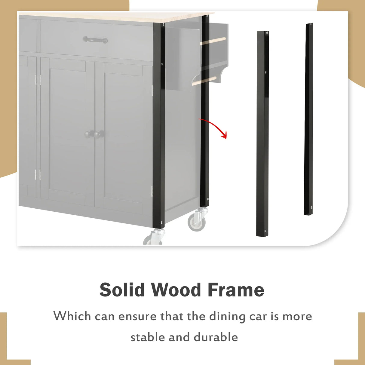 Kitchen Island Cart With Solid Wood Top And Storage - Omega Lifestyles