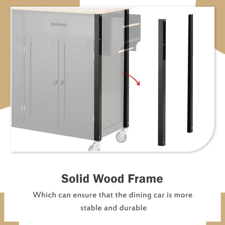 Kitchen Island Cart With Solid Wood Top And Storage - Omega Lifestyles