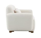 Beige Boucle Accent Chair With Toss Pillow - Omega Lifestyles