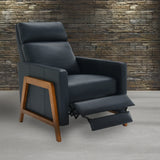 Mid-Century Modern Genuine Leather Push Back Recliner - Omega Lifestyles