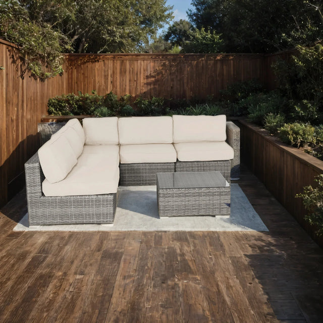 All-Weather Wicker 6-Piece Outdoor Sectional Seating Set - Omega Lifestyles