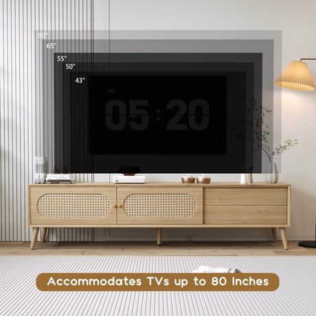 Boho Farmhouse Solid Wood TV Stand Cabinet - Sleep Galleria