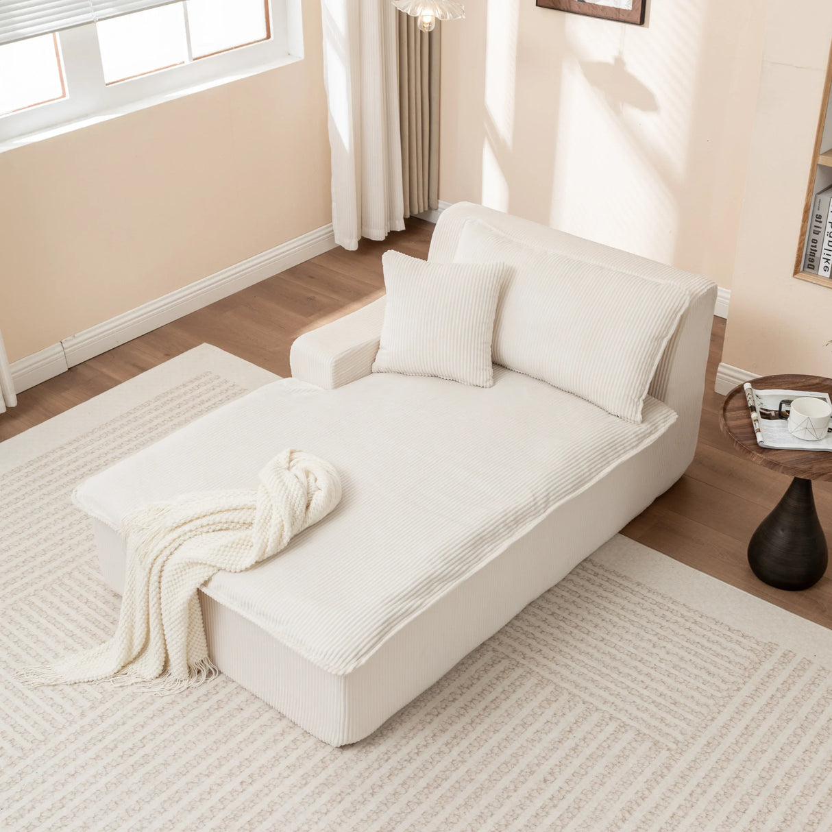 Corduroy Foam Right Armrest Chaise Lounge Chair - Omega Lifestyles