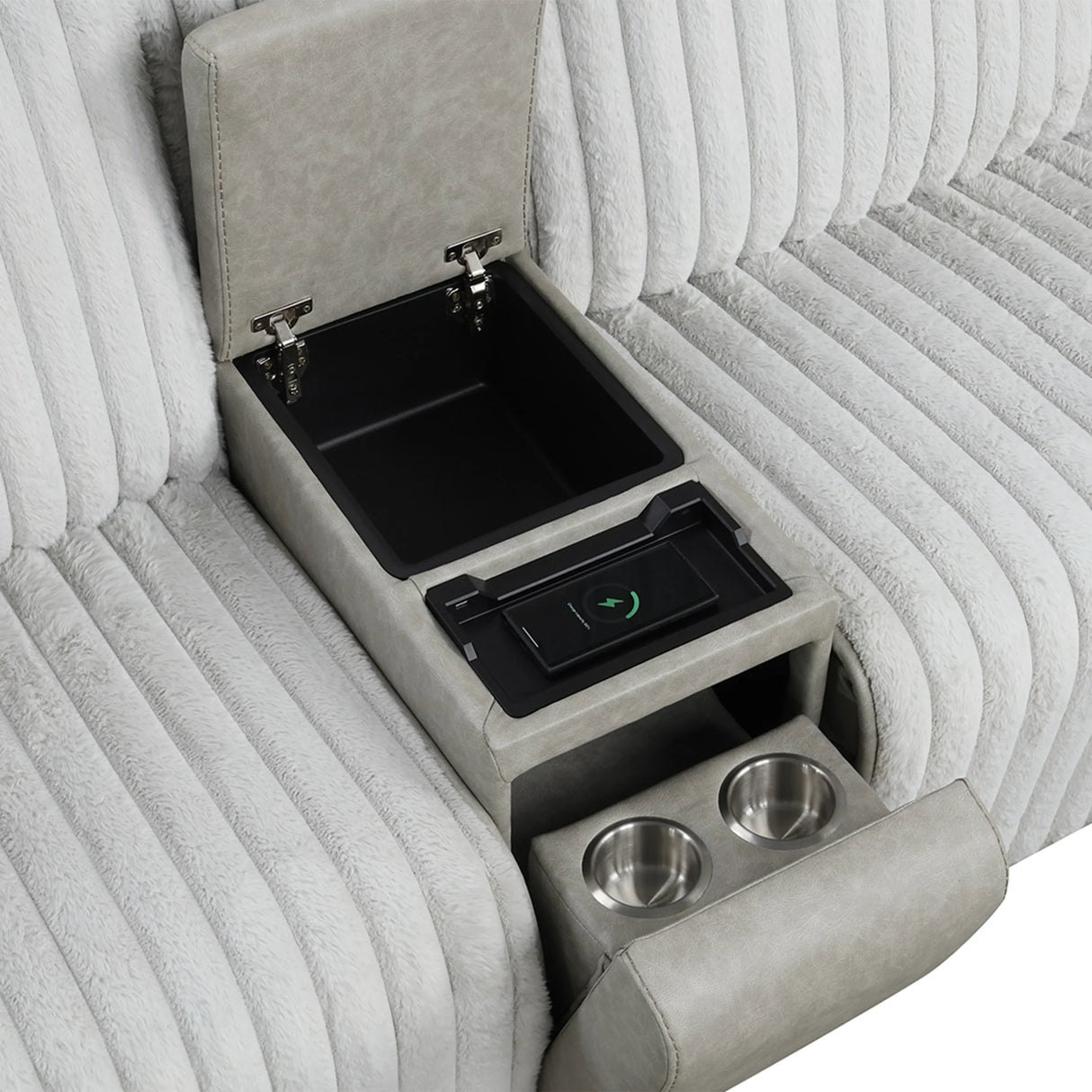 Power Reclining Modern Corduroy Sectional Sofa With Console - Omega Lifestyles