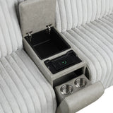 Power Reclining Modern Corduroy Sectional Sofa With Console - Omega Lifestyles