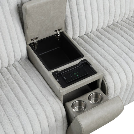 Power Reclining Modern Corduroy Sectional Sofa With Console - Omega Lifestyles