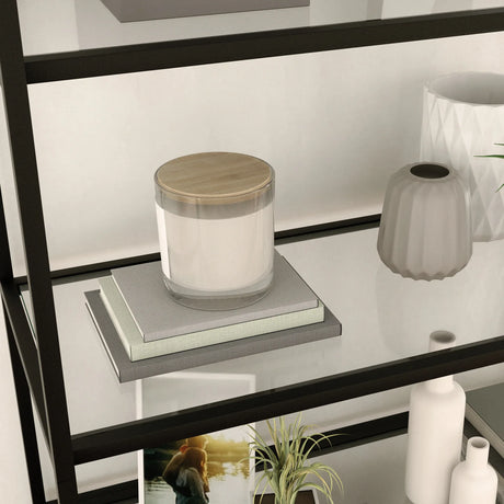 Mid-Century Modern Black Engineered Wood Bookcase - Omega Lifestyles