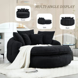 Oversized Chenille Memory Foam Bean Bag Sofa With Pillows - Omega Lifestyles