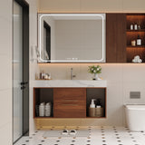 Floating Bathroom Vanity With Ceramic Sink And Soft Close Drawers