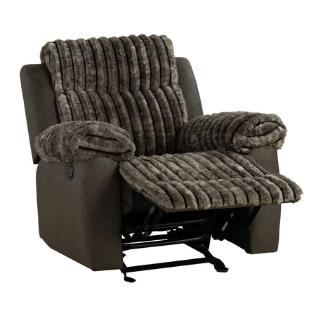 Transitional Two-Tone Brown Manual Glider Recliner - Omega Lifestyles