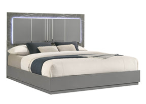 Modern King Wood Bed Frame With LED Lighting - Omega Lifestyles