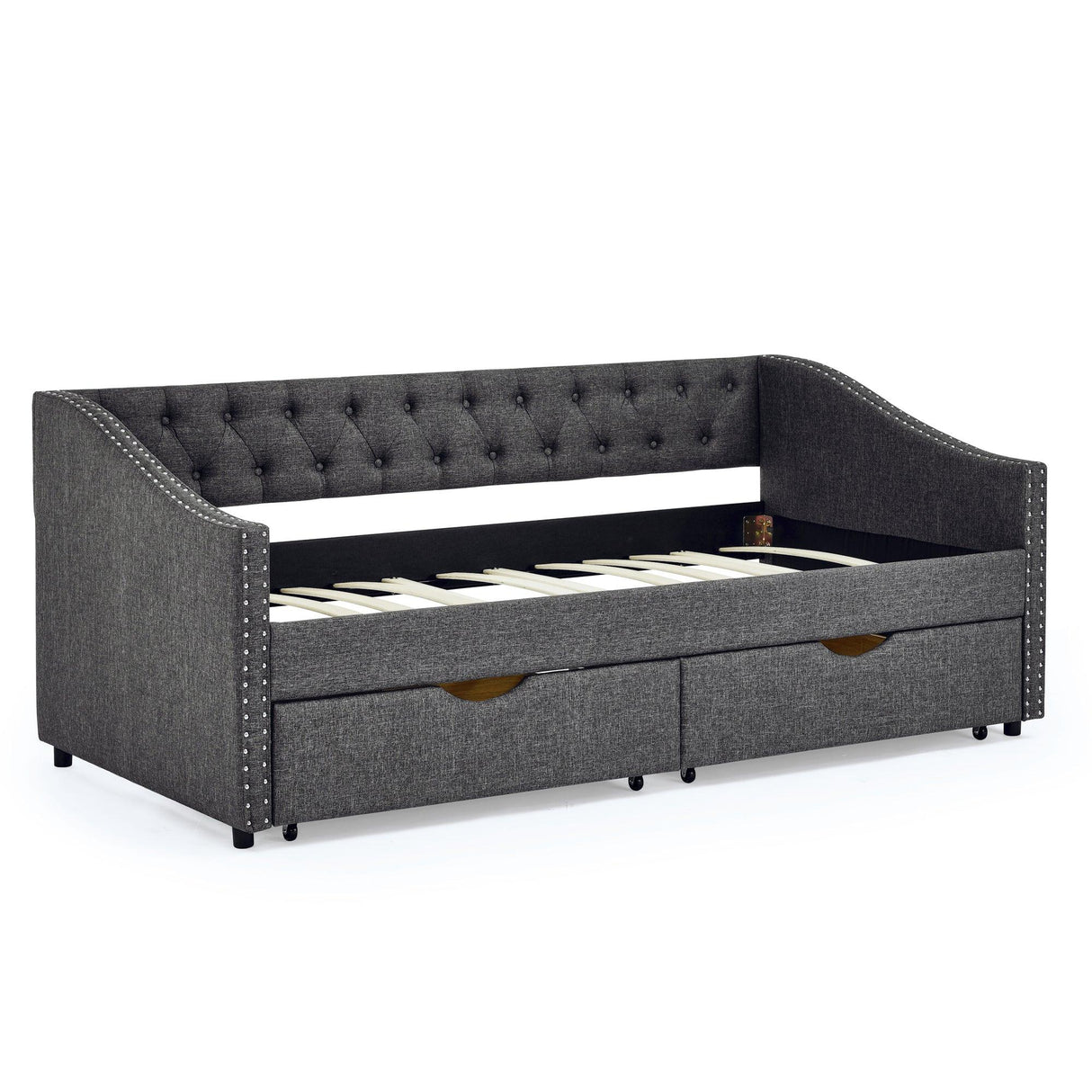 Twin Upholstered Tufted Daybed With Storage Drawers - Omega Lifestyles