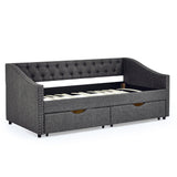 Twin Upholstered Tufted Daybed With Storage Drawers - Omega Lifestyles