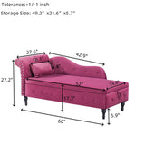 Velvet Upholstered Medium Firm Storage Chaise Lounge Bench - Omega Lifestyles