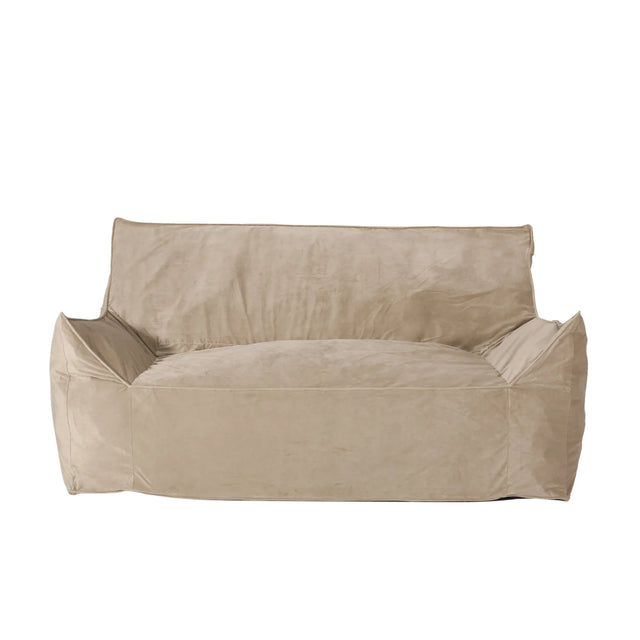 Velveteen Oversized Foam Filled Taupe Bean Bag Chair - Omega Lifestyles