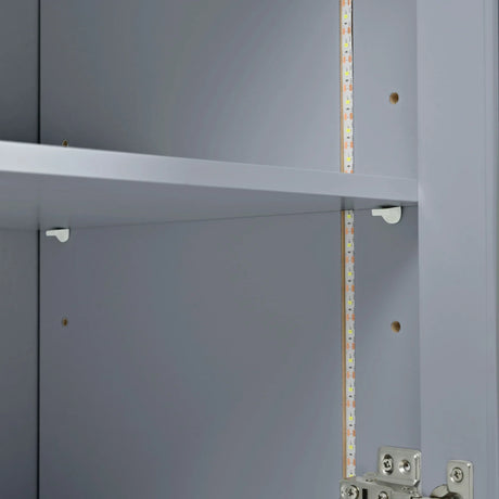 Rolling Kitchen Island With Extended Table Power Outlets LED Lights - Omega Lifestyles