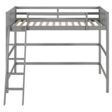Solid Wood Twin Loft Bed With Ladder Gray - Omega Lifestyles