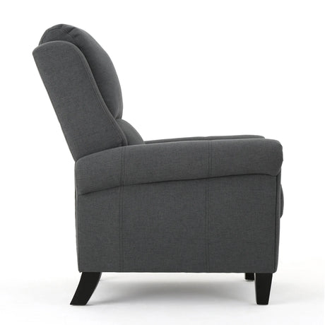 Charcoal Fabric Push Rack Recliner With Rubberwood Legs - Omega Lifestyles