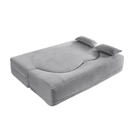 Full Size Plush Corduroy Folding Sleeper Sofa Bed With Pillows - Omega Lifestyles