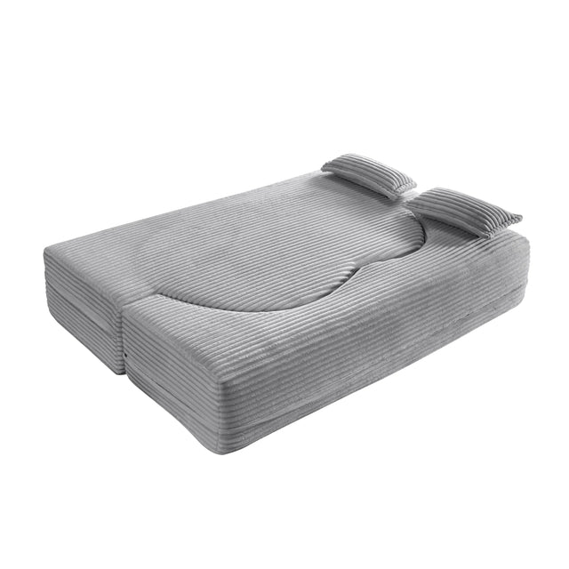 Full Size Plush Corduroy Folding Sleeper Sofa Bed With Pillows - Omega Lifestyles