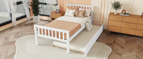 Twin Platform Bed Frame With Pull-Out Trundle - Omega Lifestyles