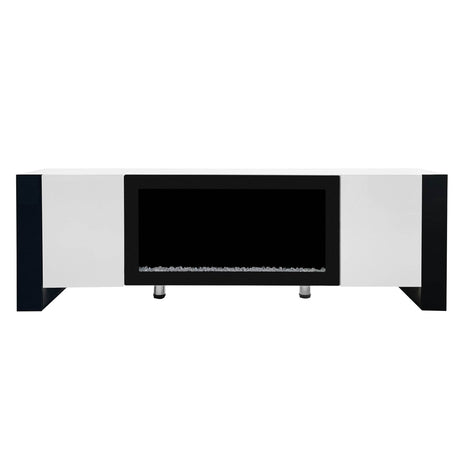 Modern White TV Stand With 34-Inch Electronic Fireplace - Sleep Galleria