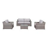 5-Piece 4-Seater All-Weather Wicker Outdoor Conversation Set - Omega Lifestyles