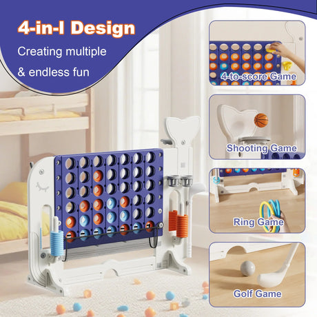 4-in-1 Adjustable Height Multi-Game Set With Mesh Bag - Omega Lifestyles