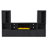 Modern Black LED Fireplace TV Stand with Shelves - Omega Lifestyles
