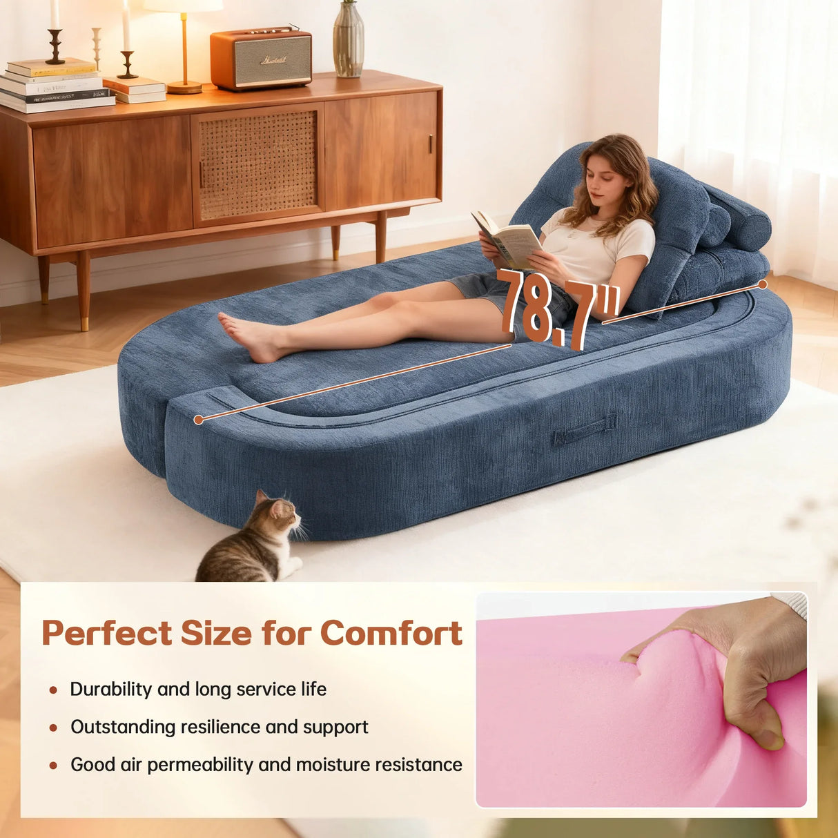 Modern Convertible Foam-Filled Sleeper Sofa Bed With Pillows - Omega Lifestyles