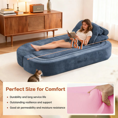 Modern Convertible Foam-Filled Sleeper Sofa Bed With Pillows - Omega Lifestyles