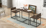 Modern Rectangular Brown MDF 3-Piece Dining Table Set - Omega Lifestyles