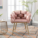 Pink Velvet Gold-Plated Metal Accent Chair - Omega Lifestyles