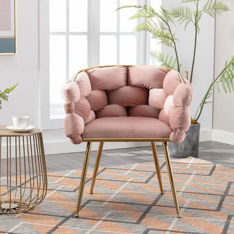 Modern Velvet Accent Chair Soft Cotton Interior Pink - Omega Lifestyles