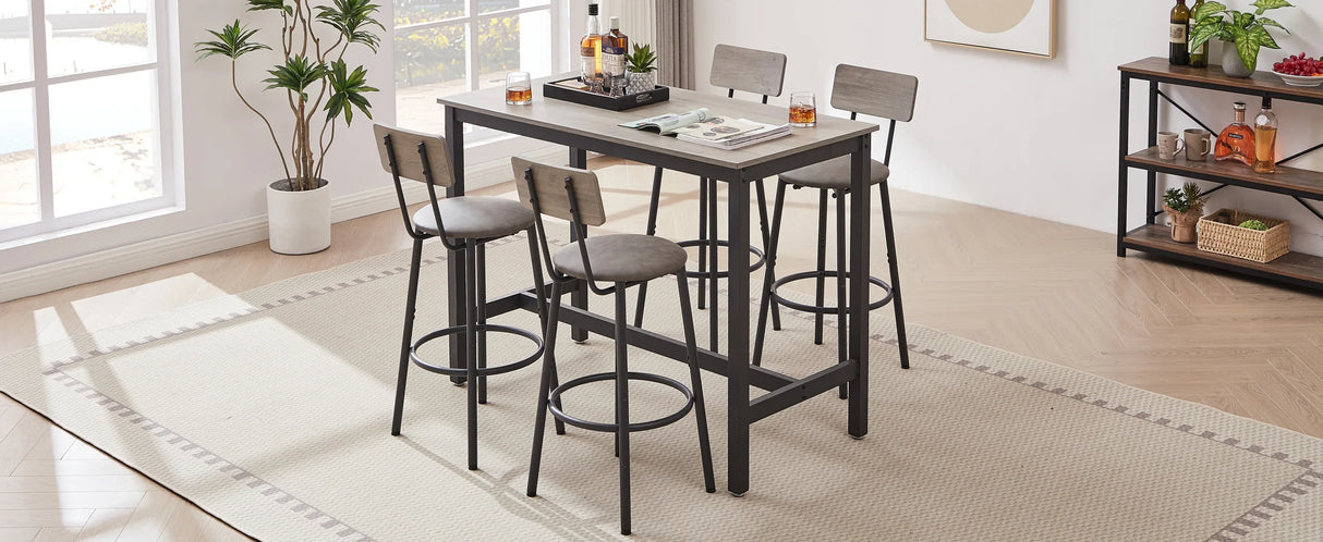 Bar Table Set With 4 PU Upholstered Soft Seat Stools - Omega Lifestyles