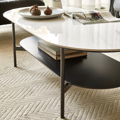Modern Ceramic And Walnut Finish Coffee Table - Omega Lifestyles