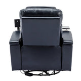 Power Swivel Blue PU Leather Recliner Chair With Tray Table - Omega Lifestyles