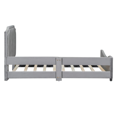 Twin Upholstered Velvet Daybed With Classic Stripe Headboard - Omega Lifestyles