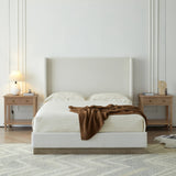 King Minimalist Upholstered Wingback Bed Frame With Wood Base - Omega Lifestyles